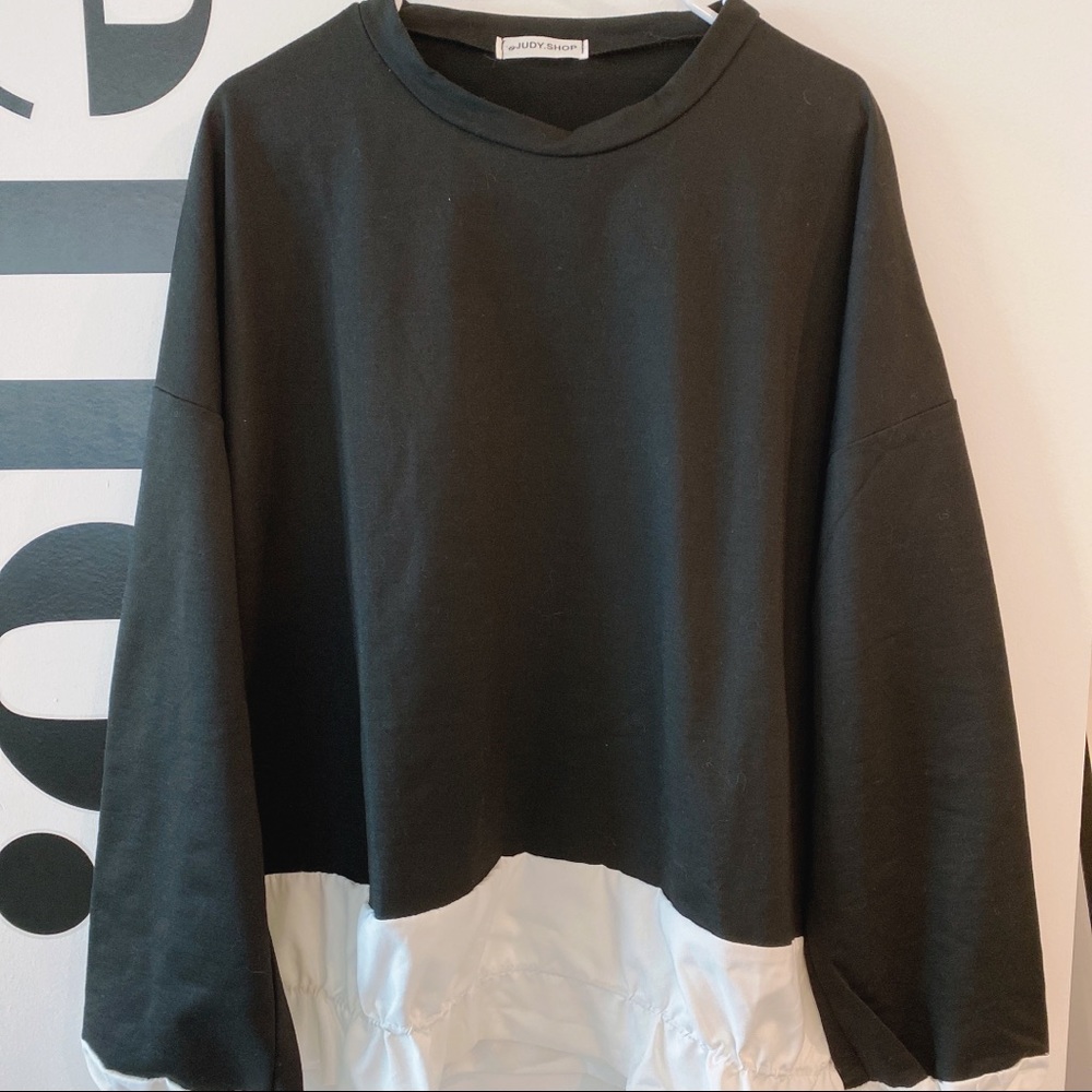 Korean Style Black Long Sleeves Dress Sweatshirt